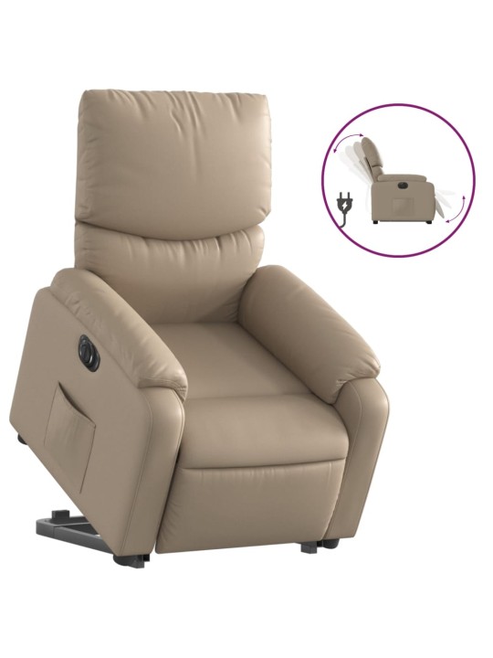 Elektrické zvedací polohovací křeslo cappuccino umělá kůže