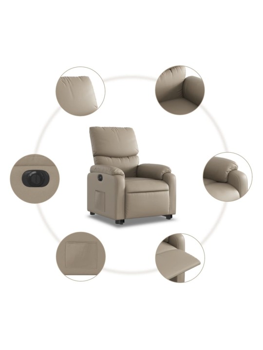Elektrické zvedací polohovací křeslo cappuccino umělá kůže