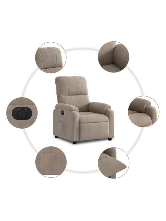 Elektrické polohovací křeslo taupe tkanina z mikrovlákna