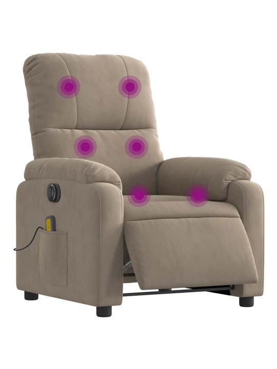Elektrické masážní polohovací křeslo taupe látka z mikrovlákna