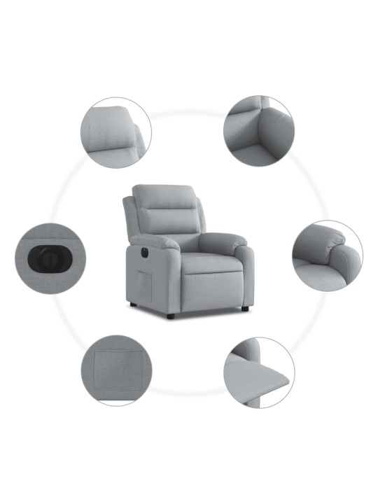 Elektrické polohovací křeslo světle šedé textil