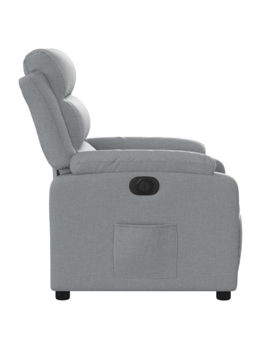Elektrické polohovací křeslo světle šedé textil