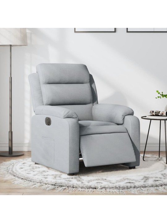 Elektrické polohovací křeslo světle šedé textil