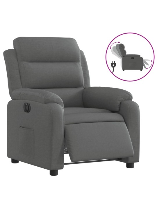 Elektrické polohovací křeslo tmavě šedé textil