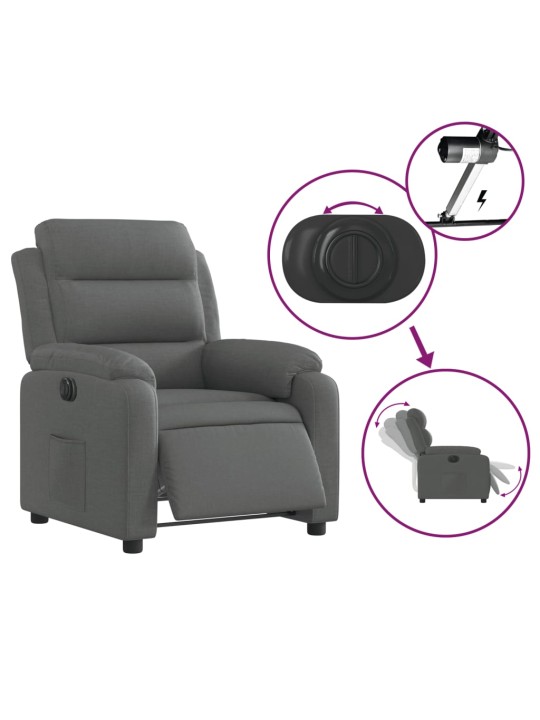 Elektrické polohovací křeslo tmavě šedé textil