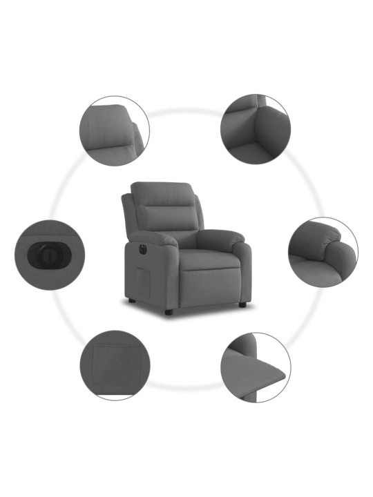 Elektrické polohovací křeslo tmavě šedé textil