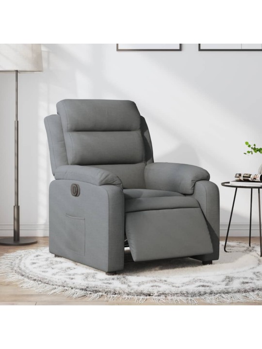 Elektrické polohovací křeslo tmavě šedé textil