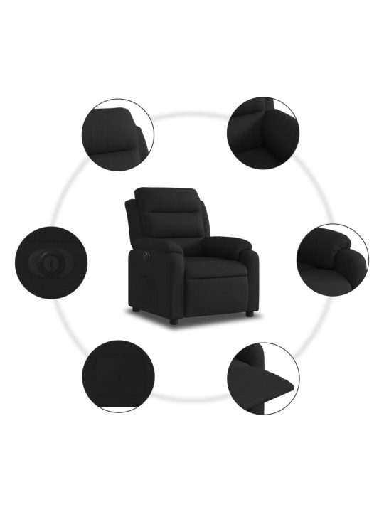 Elektrické polohovací křeslo černé textil