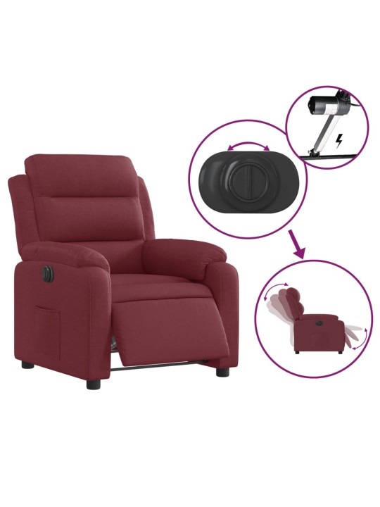 Elektrické polohovací křeslo vínové textil