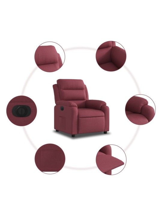 Elektrické polohovací křeslo vínové textil