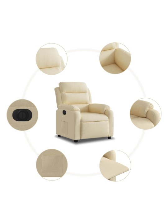 Elektrické polohovací křeslo krémové textil