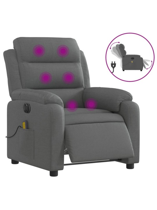 Elektrické masážní polohovací křeslo tmavě šedé textil