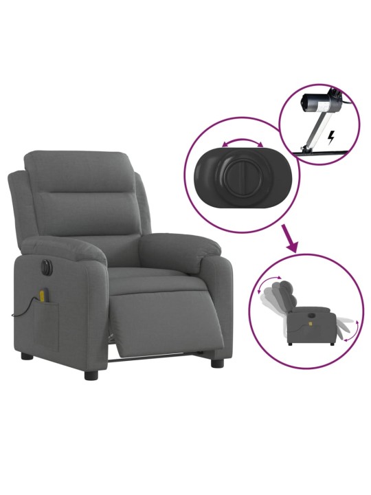 Elektrické masážní polohovací křeslo tmavě šedé textil