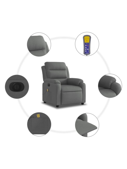 Elektrické masážní polohovací křeslo tmavě šedé textil