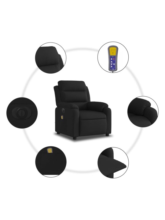 Elektrické masážní polohovací křeslo černé textil