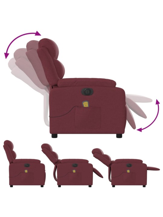 Elektrické masážní polohovací křeslo vínové textil
