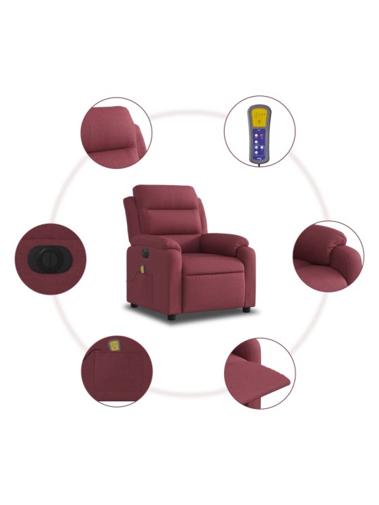 Elektrické masážní polohovací křeslo vínové textil