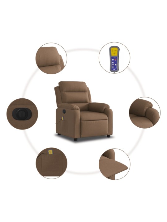 Elektrické masážní polohovací křeslo hnědé textil