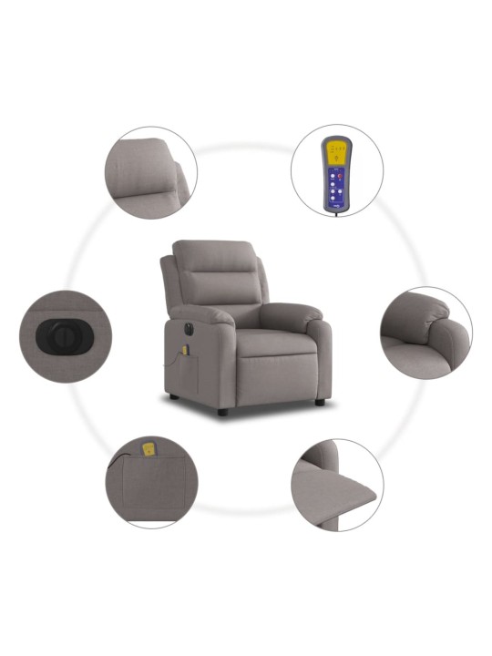 Elektrické masážní polohovací křeslo taupe textil