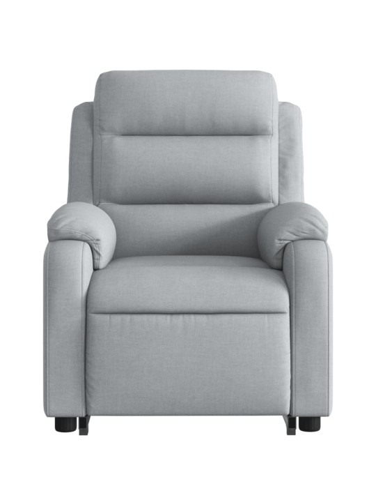 Zvedací polohovací křeslo světle šedé textil
