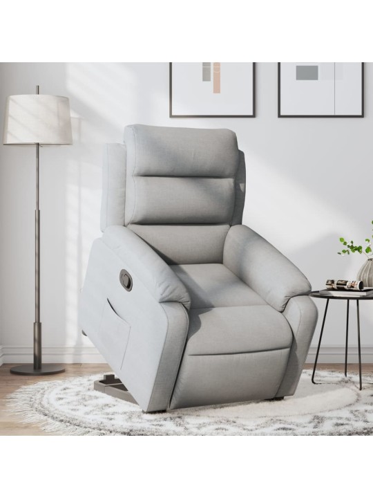 Zvedací polohovací křeslo světle šedé textil
