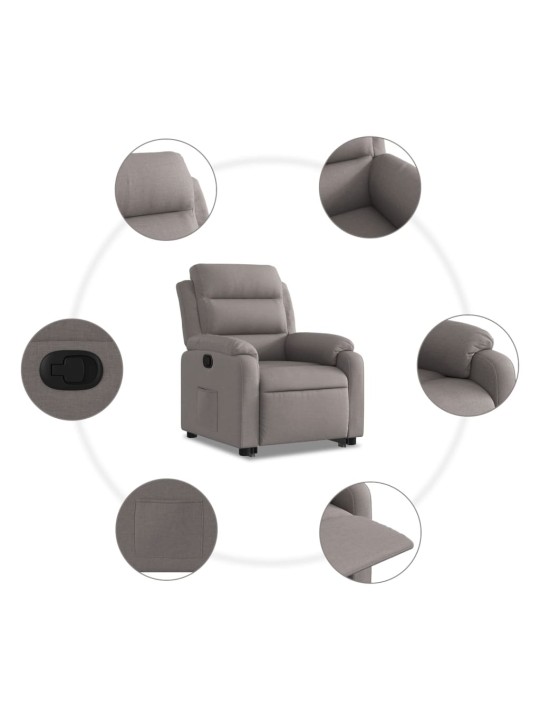 Zvedací polohovací křeslo taupe textil