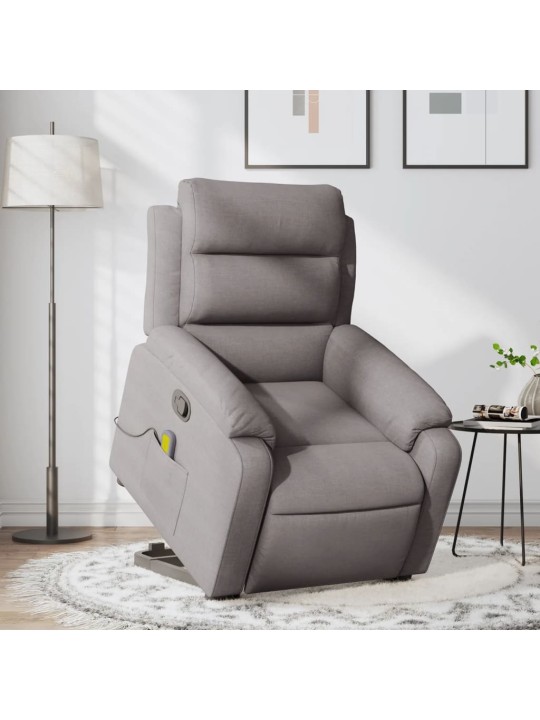 Zvedací masážní polohovací křeslo taupe textil