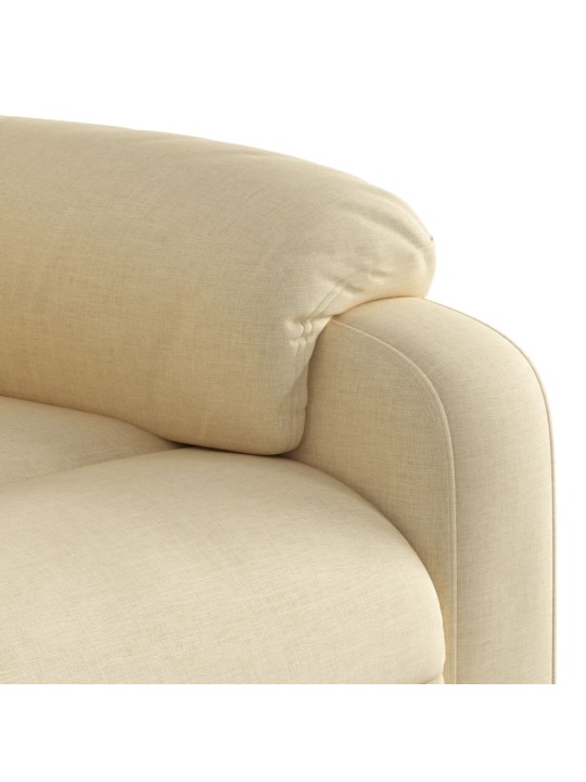 Zvedací masážní polohovací křeslo krémové textil