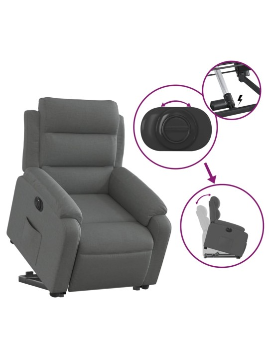 Elektrické zvedací polohovací křeslo tmavě šedé textil