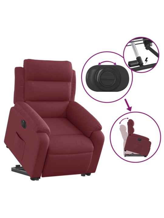 Elektrické zvedací polohovací křeslo vínové textil