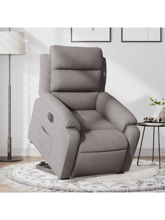 Elektrické zvedací polohovací křeslo taupe textil