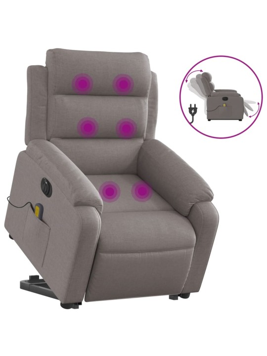 Elektrické zvedací masážní polohovací křeslo taupe textil