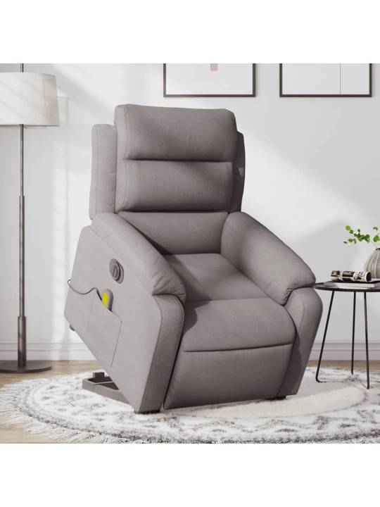 Elektrické zvedací masážní polohovací křeslo taupe textil