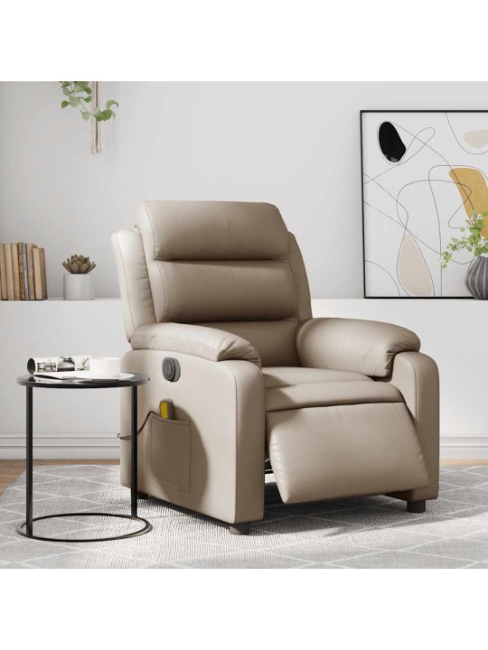 Elektrické masážní polohovací křeslo cappuccino umělá kůže