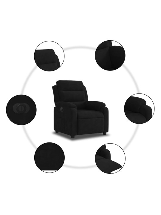Elektrické polohovací křeslo černé samet
