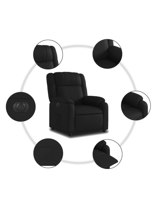 Elektrické polohovací křeslo černé umělá kůže
