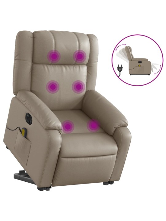 Elektrické zvedací masážní polohovací křeslo cappuccino koženka