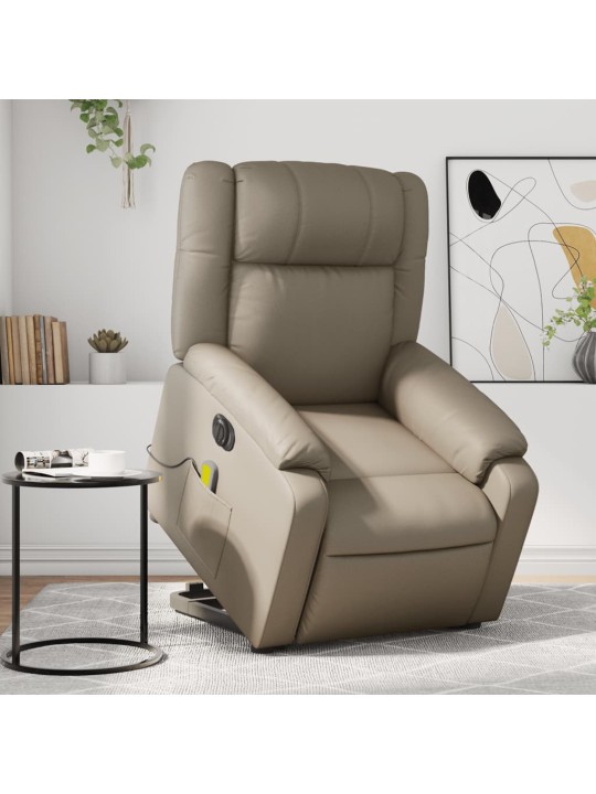 Elektrické zvedací masážní polohovací křeslo cappuccino koženka