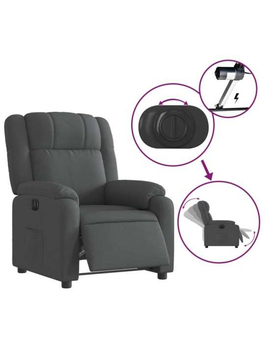 Elektrické polohovací křeslo tmavě šedé textil