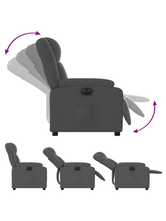 Elektrické polohovací křeslo tmavě šedé textil