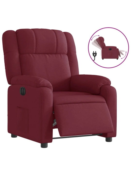 Elektrické polohovací křeslo vínové textil