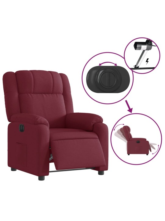 Elektrické polohovací křeslo vínové textil