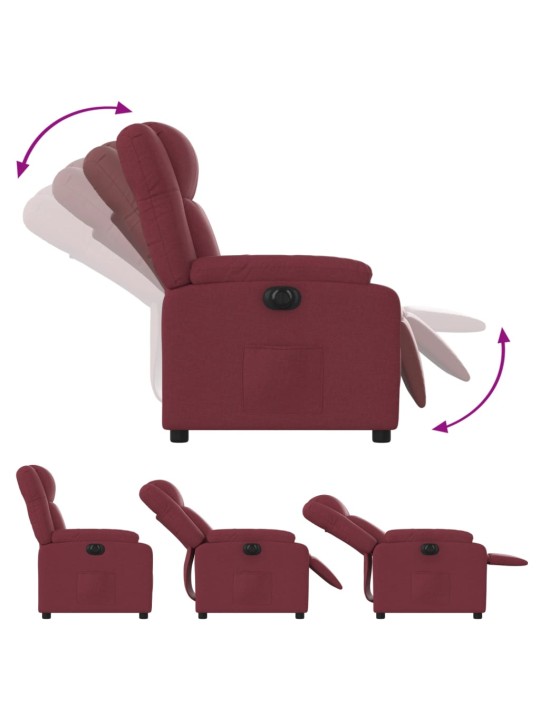 Elektrické polohovací křeslo vínové textil