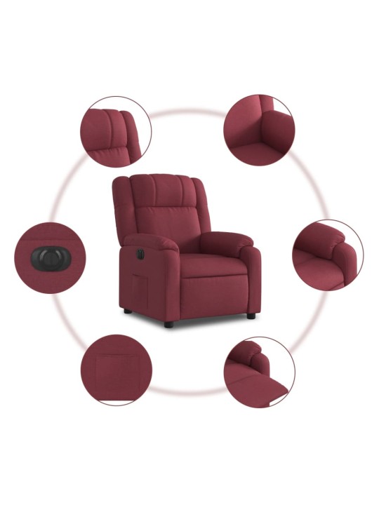 Elektrické polohovací křeslo vínové textil