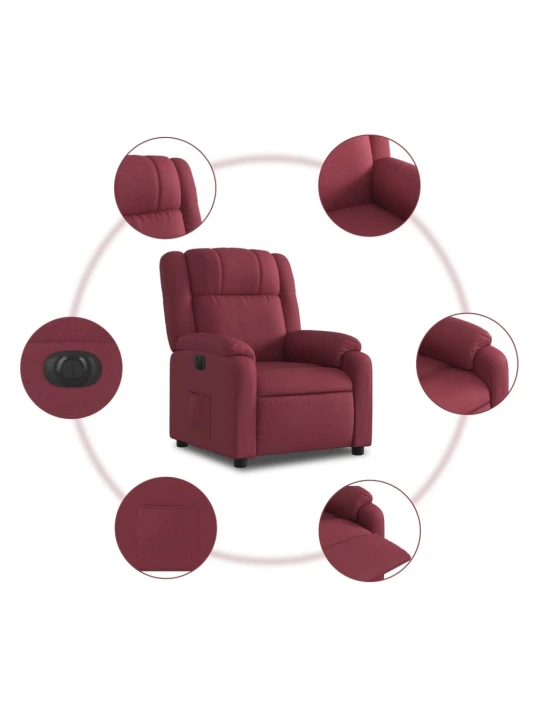 Elektrické polohovací křeslo vínové textil