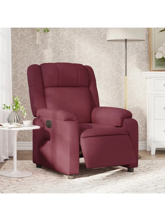 Elektrické polohovací křeslo vínové textil