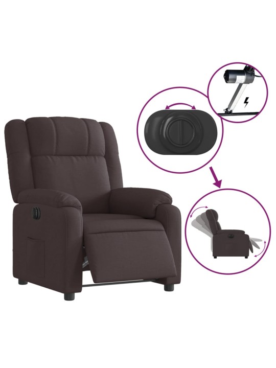 Elektrické polohovací křeslo tmavě hnědé textil