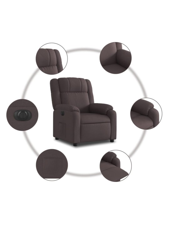 Elektrické polohovací křeslo tmavě hnědé textil