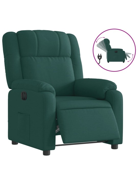 Elektrické polohovací křeslo tmavě zelené textil