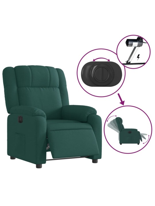 Elektrické polohovací křeslo tmavě zelené textil